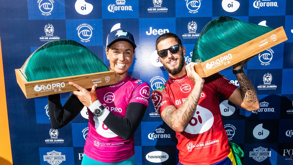 Sally Fitzgibbons and Filipe Toledo Claim Victory at Oi Rio Pro. Photo: WSL / Poullenot